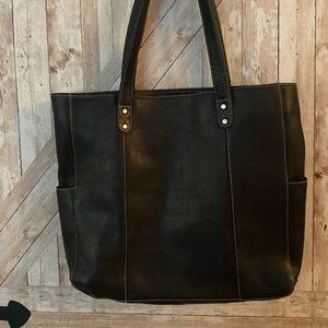 Le Donne Black Columbian Leather Business Tote